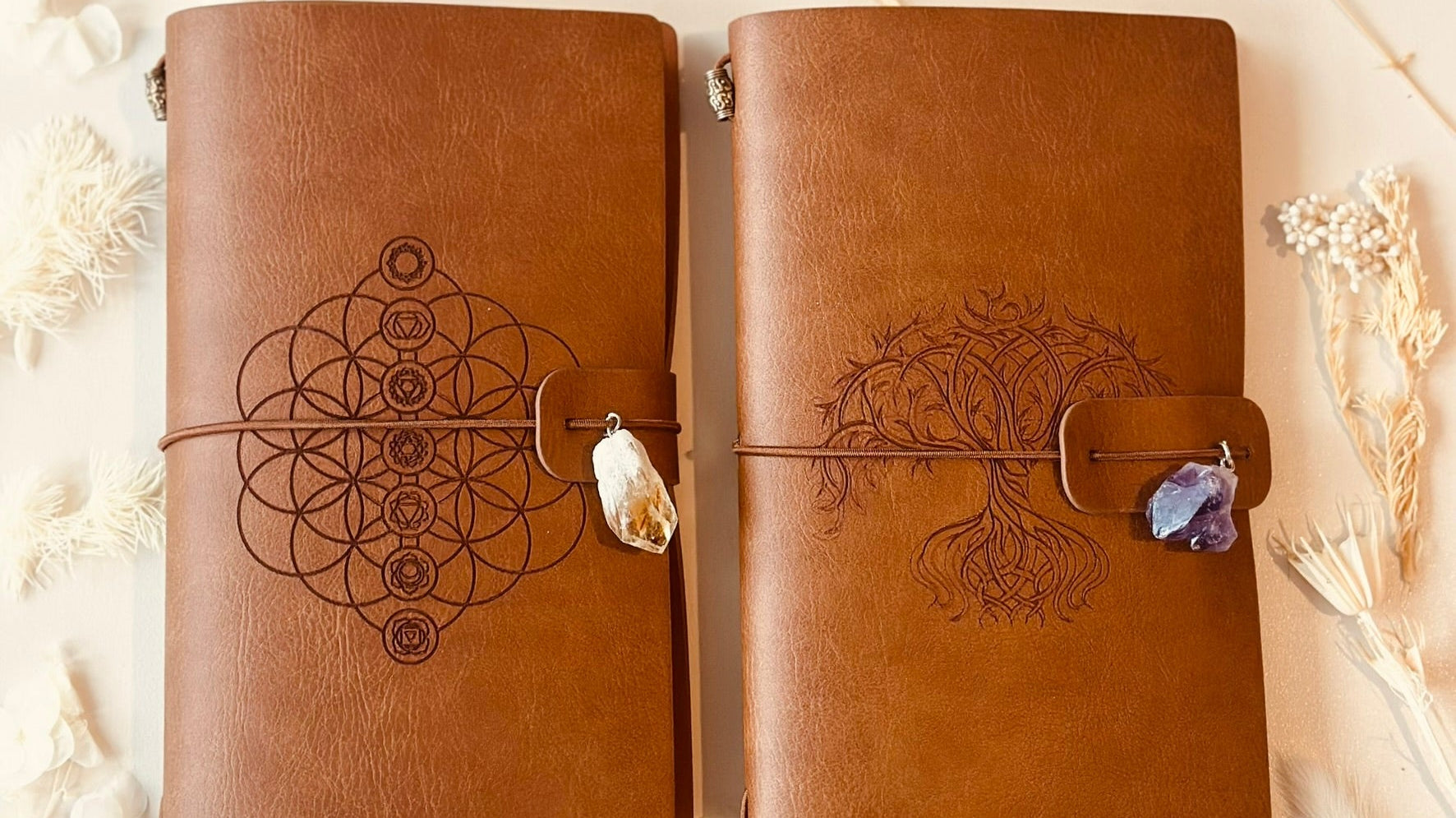 Leather Crystal Charm Manifestation Journals | Boho Beth