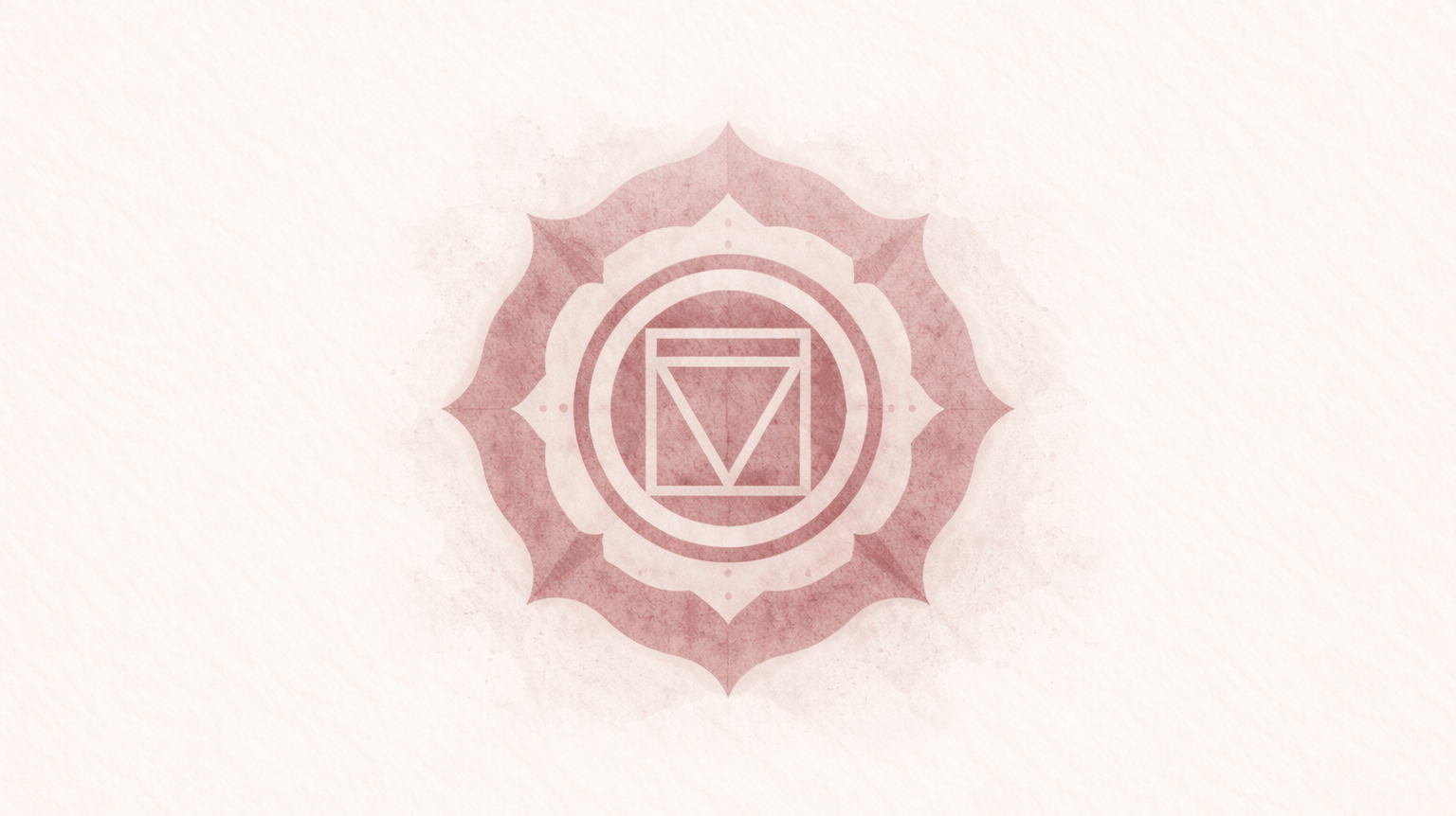 Muted root chakra symbol in soft red tones on a cream background, representing blocked or imbalanced energy.