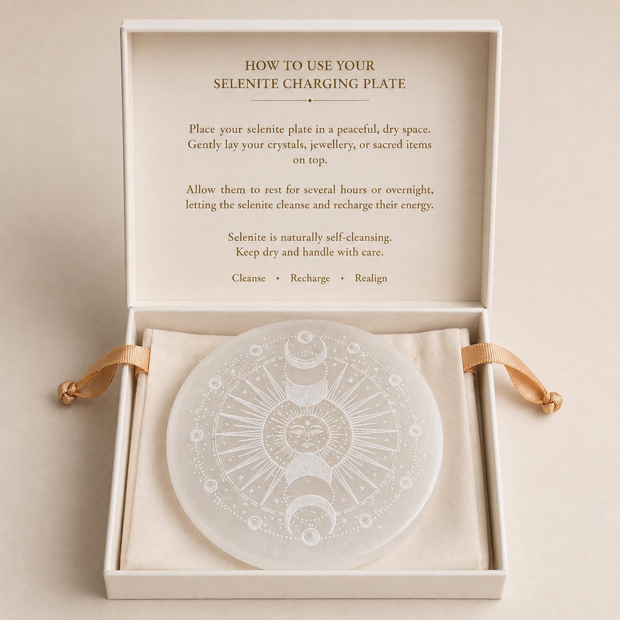 Boho Beth Celestial Large Selenite Plate and Box