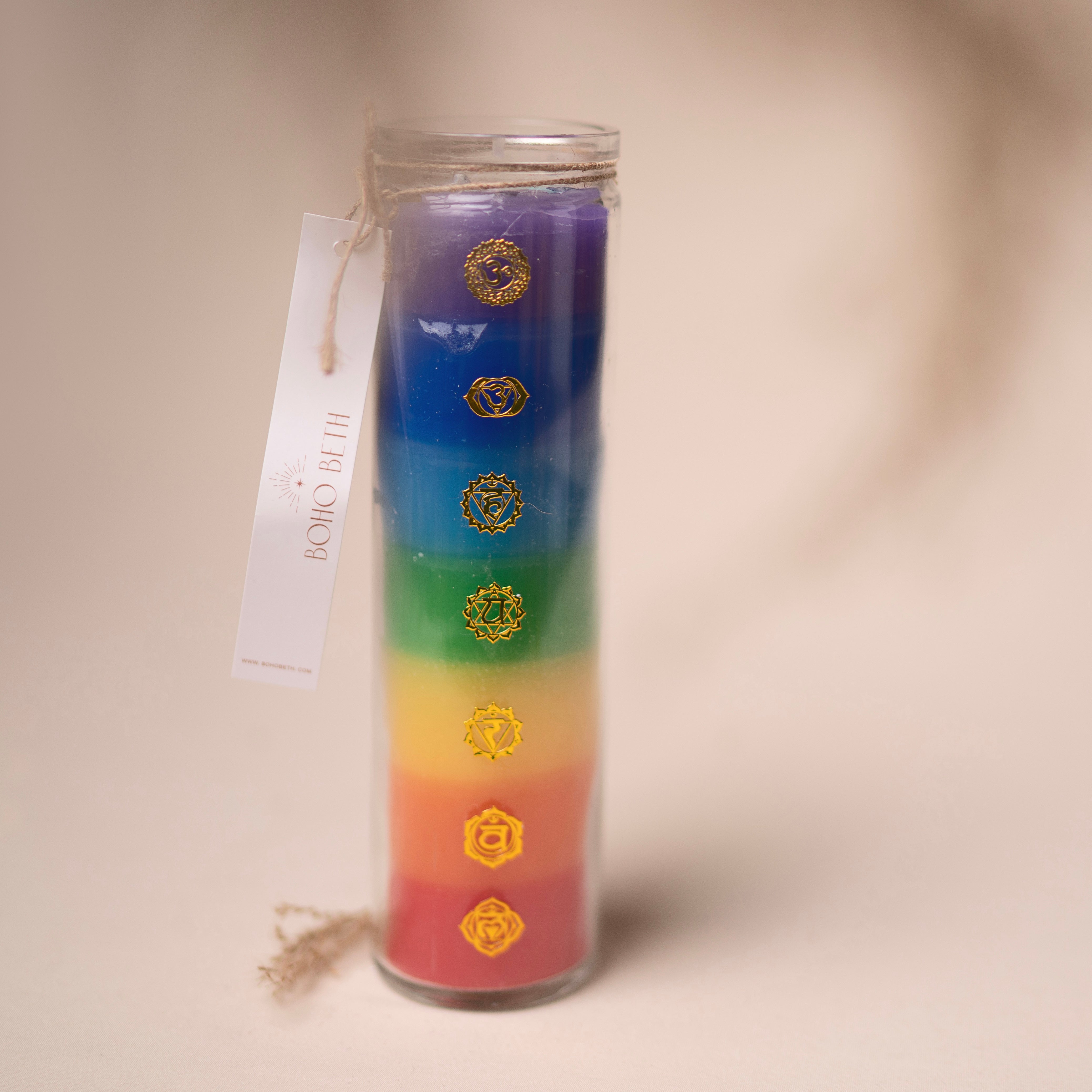 Chakra Crystal Prayer Candle | Boho Beth