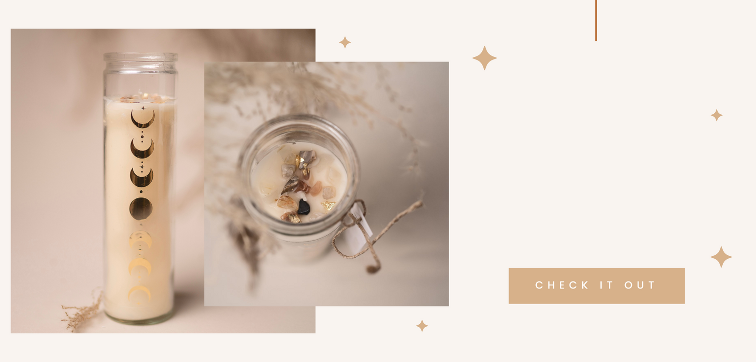 Moon Phase Crystal Candle - Boho Beth