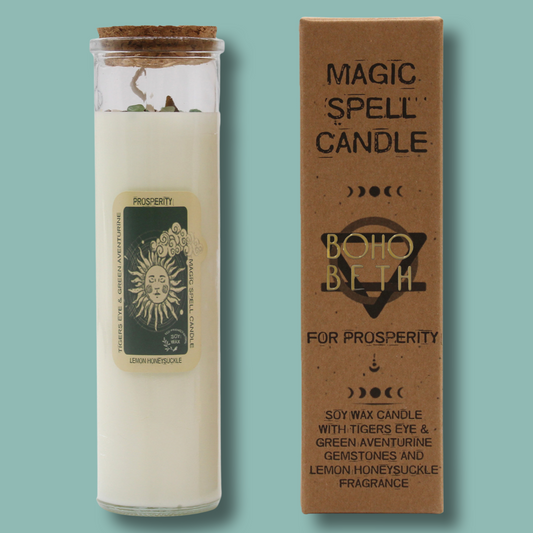 Prosperity Crystal Manifestation Spell Candle | Boho Beth