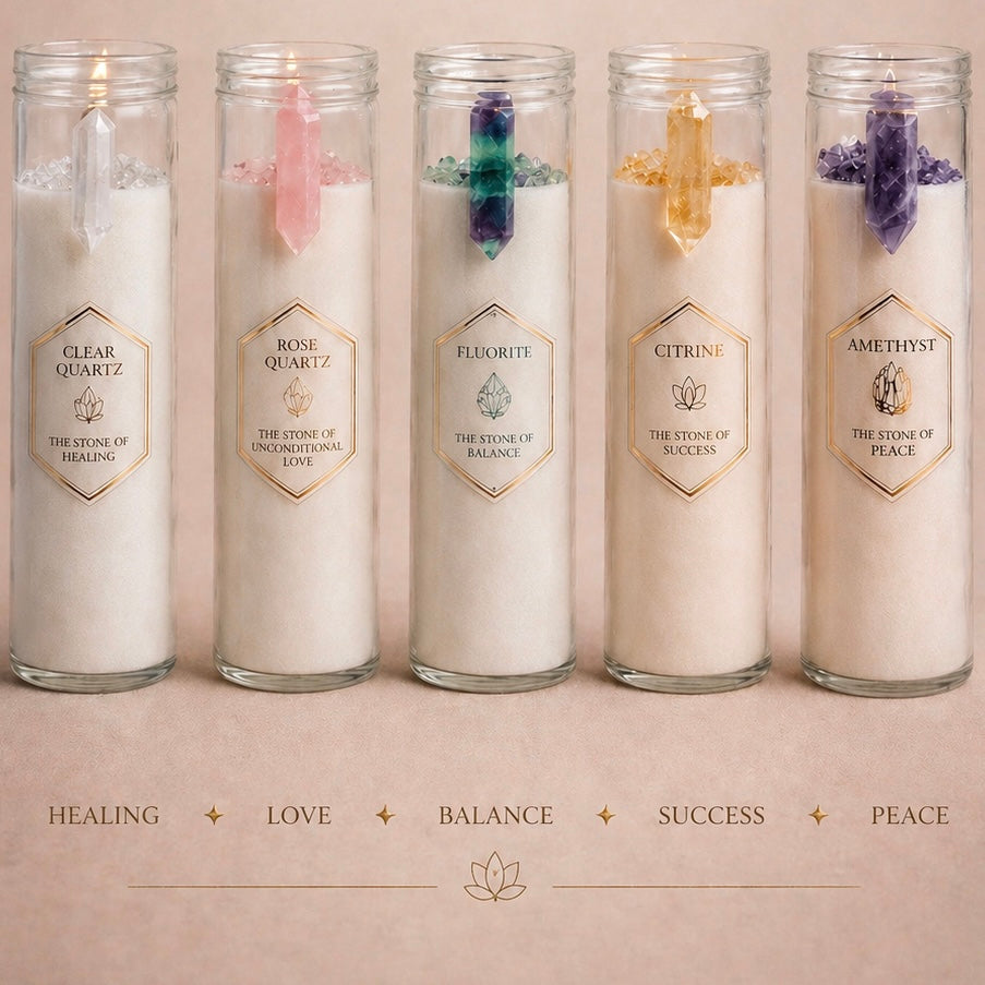 Boho Beth Sacred Stone Crystal Spell Candle Collection