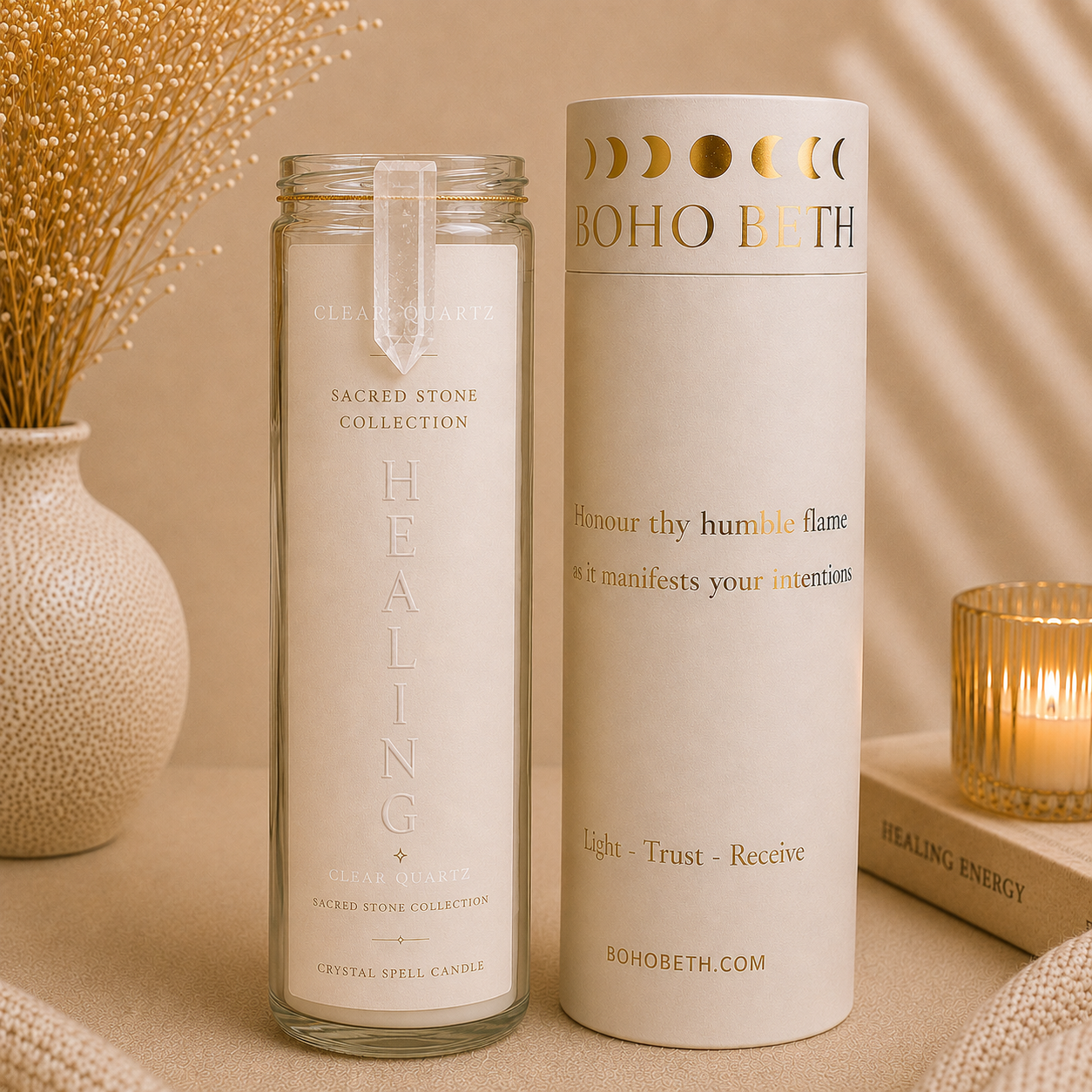 Clear Quartz Healing Candle