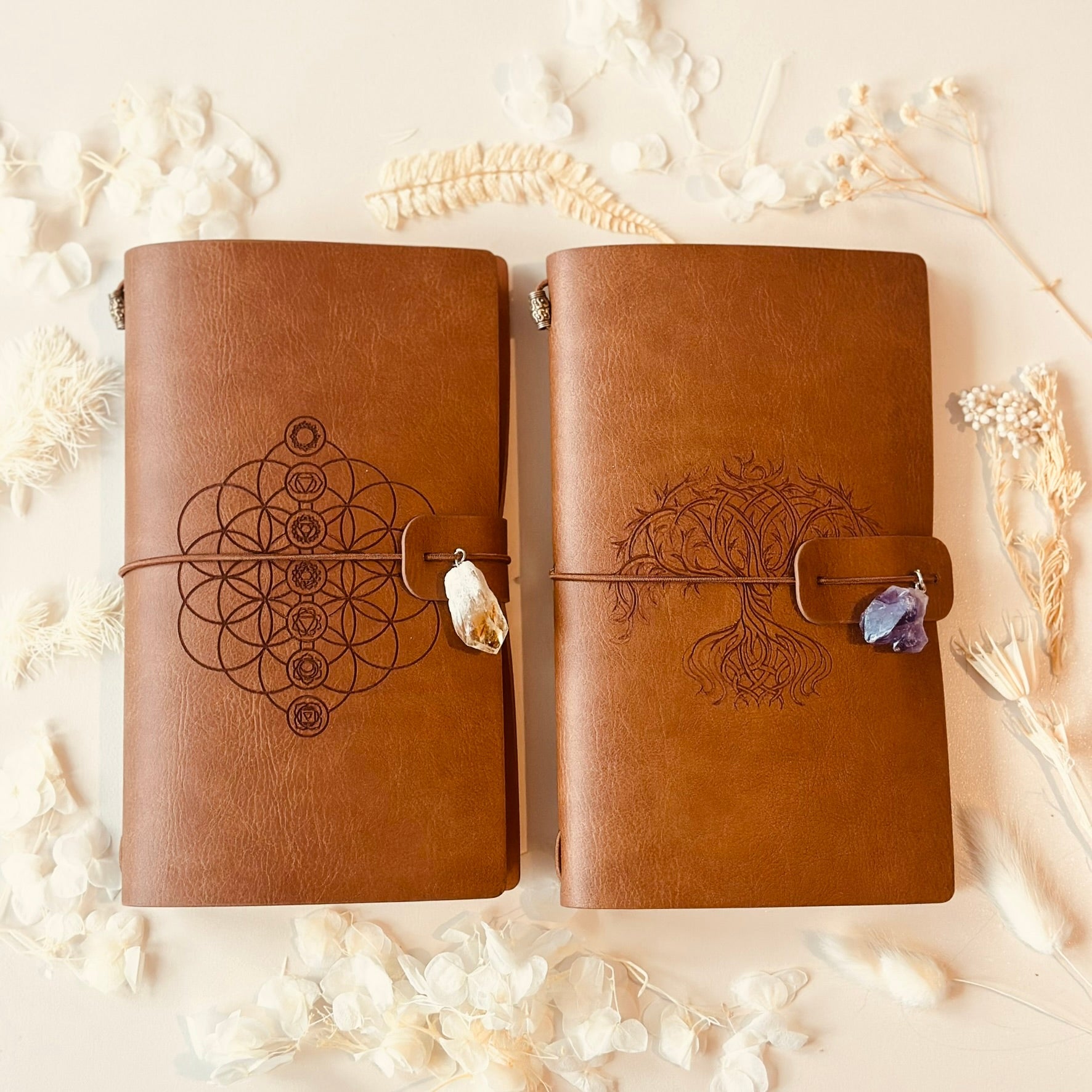 Leather Crystal Charm Manifestation Journals | Boho Beth