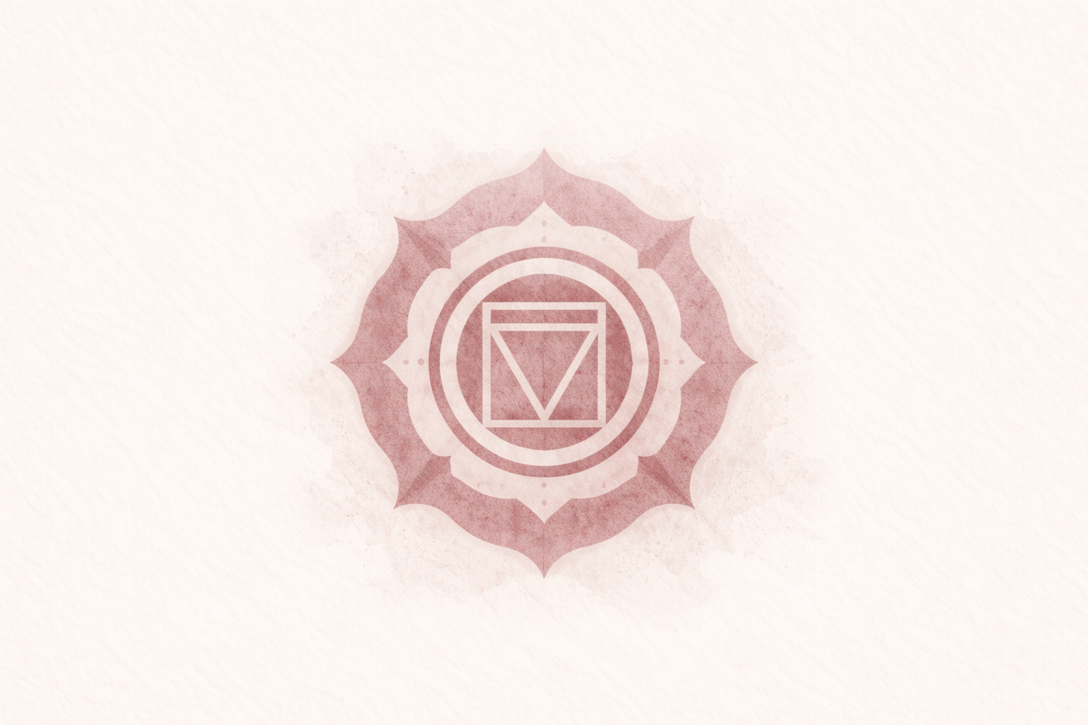 Muted root chakra symbol in soft red tones on a cream background, representing blocked or imbalanced energy.