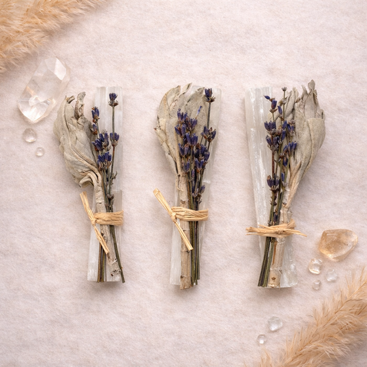 Sacred Calm Trio – White Sage, Lavender & Selenite