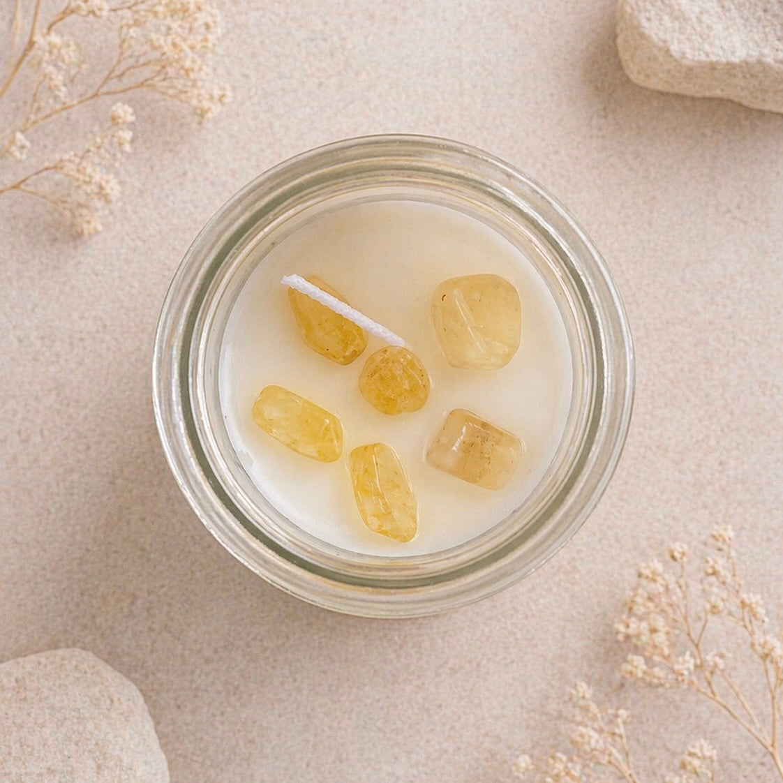 Citrine Success Spell Candle Jar with Crystal Chips 