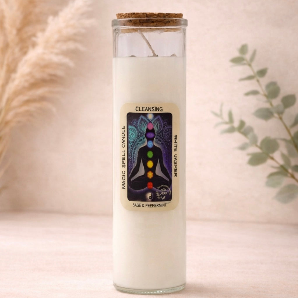 Cleansing Manifestation Crystal Spell Candle