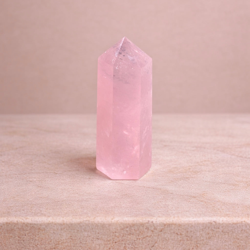 Boho Beth Rose Quartz Crystal Point for Manifesting Love