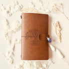 Tree of Life Amethyst Crystal Charm Manifestation Leather Journal