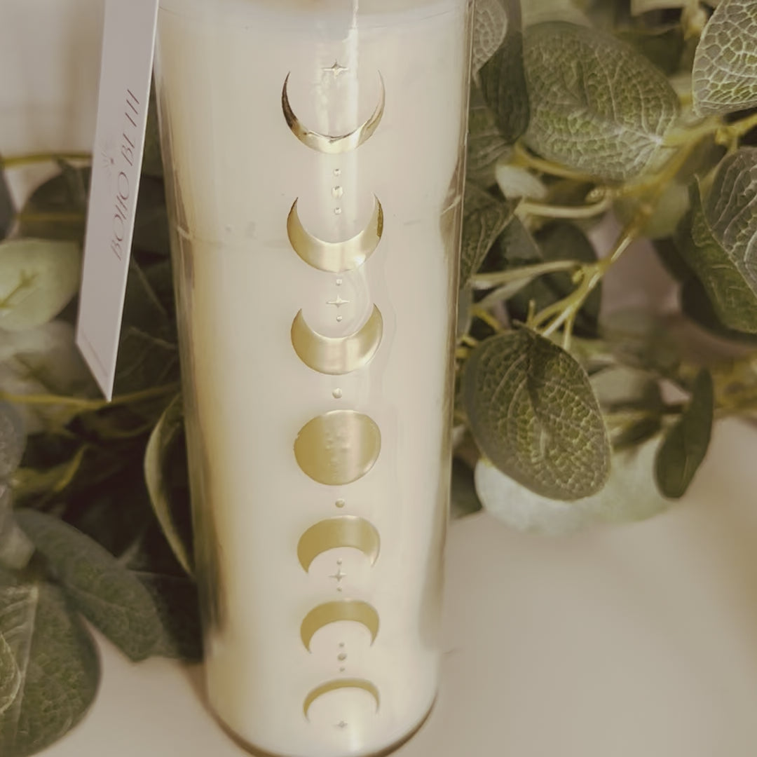 Moon Phase Crystal Prayer Candle