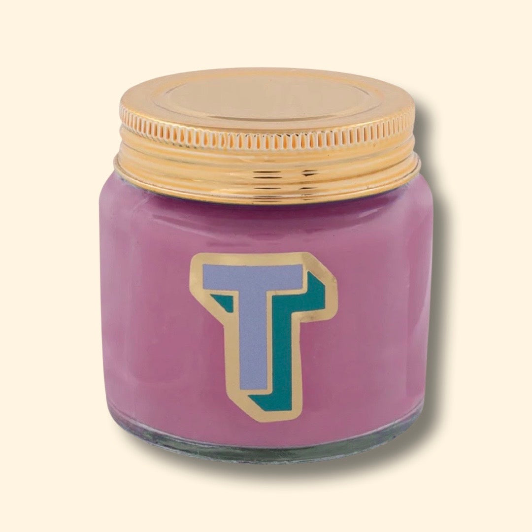 Pop Art Letter T Scented Candle Jar | Boho Beth