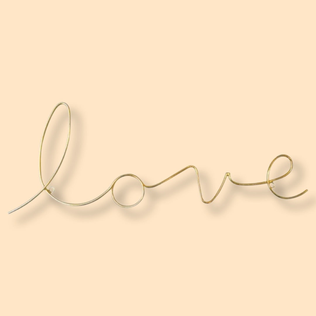 Love Gold brass wire word wall decal | Boho Beth