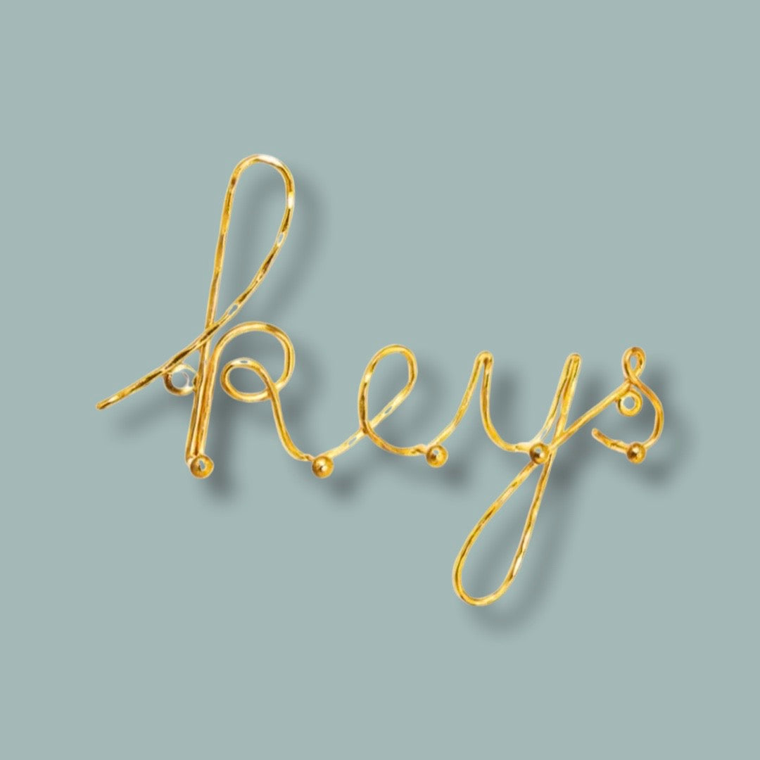 Gold Brass Keys Word Hooks | Boho Beth