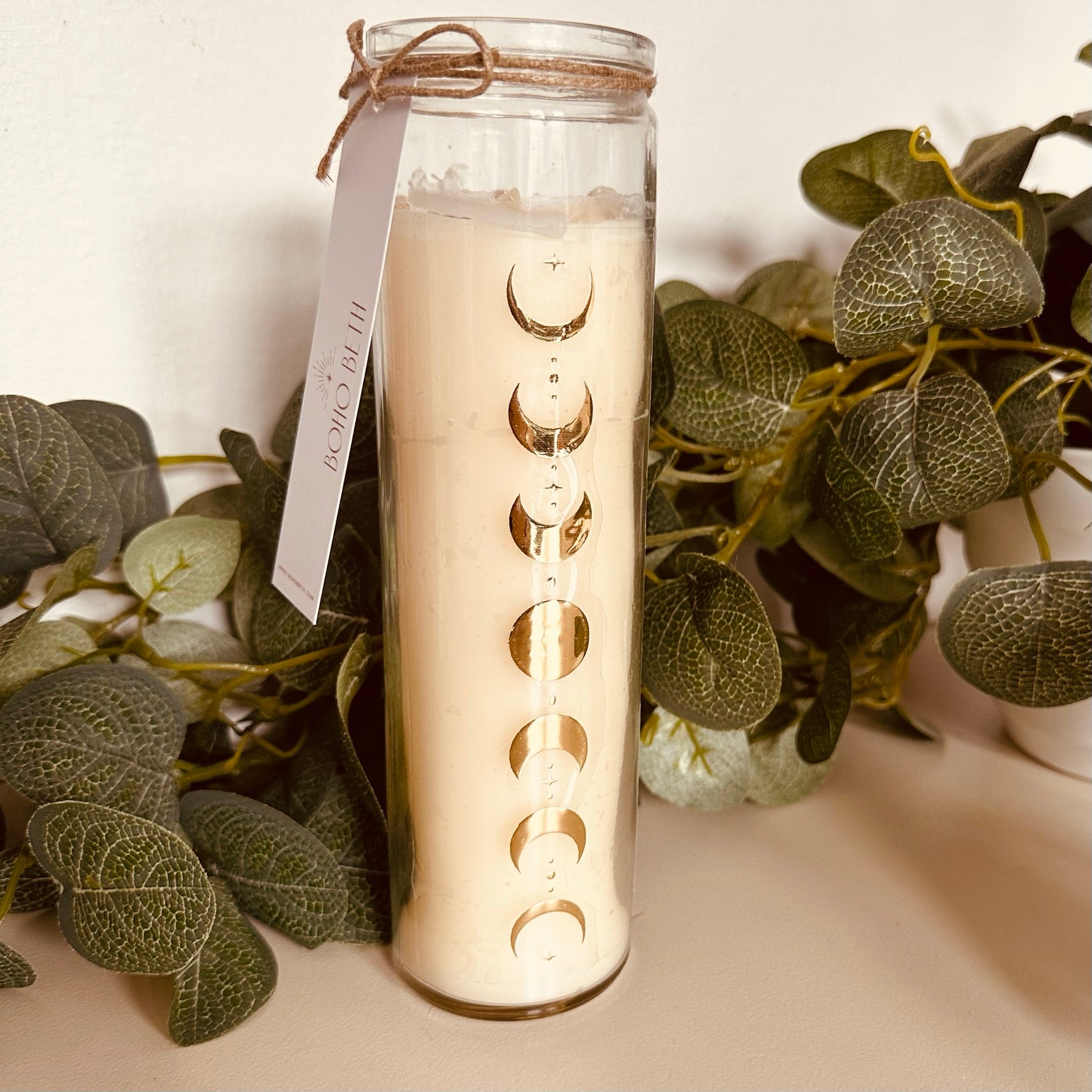 Moon Phase Crystal Prayer Candle | Boho Beth