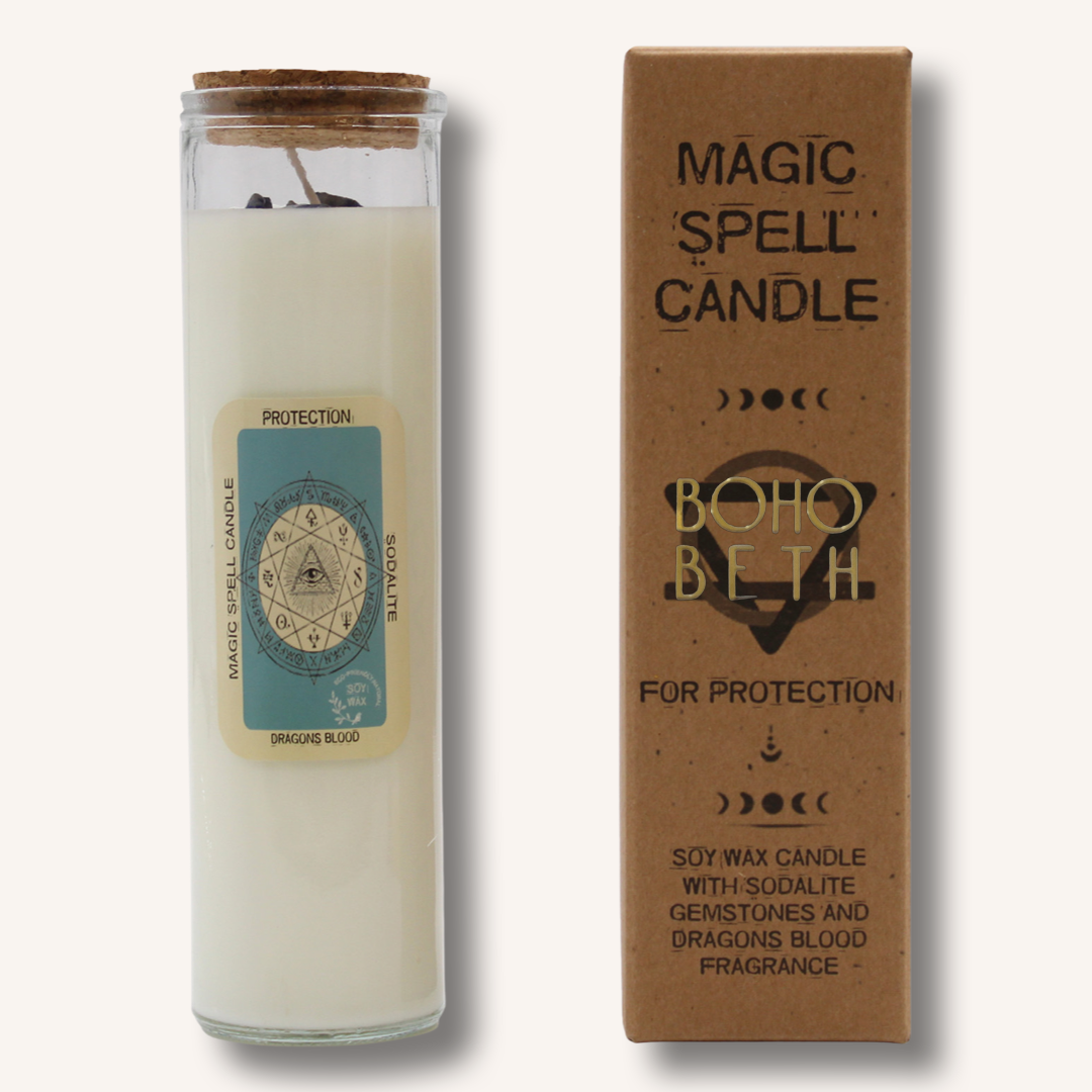 Protection Crystal Manifestation Spell Candle | Boho Beth