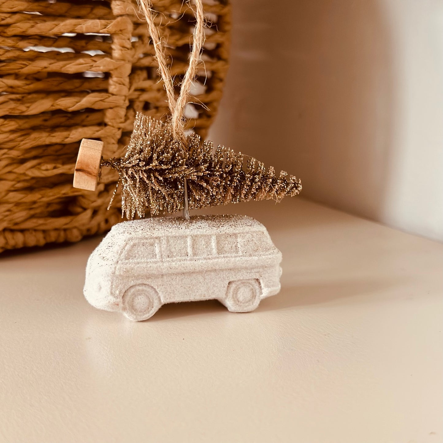 White Camper with Christmas Tree Side
